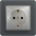 Sedna socket outlet (aluminium insert, smoke matte frame)